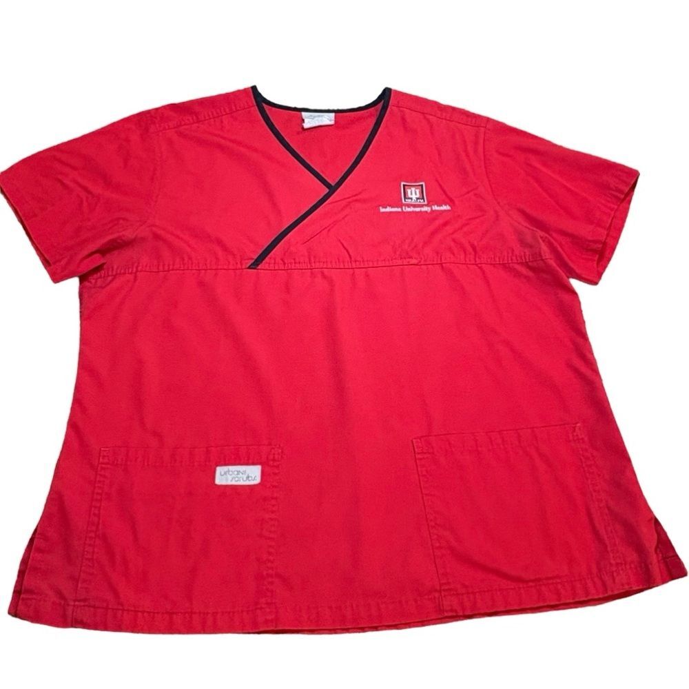 IU Indiana University Health Urbane Scrubs Red Scrub Top 1X